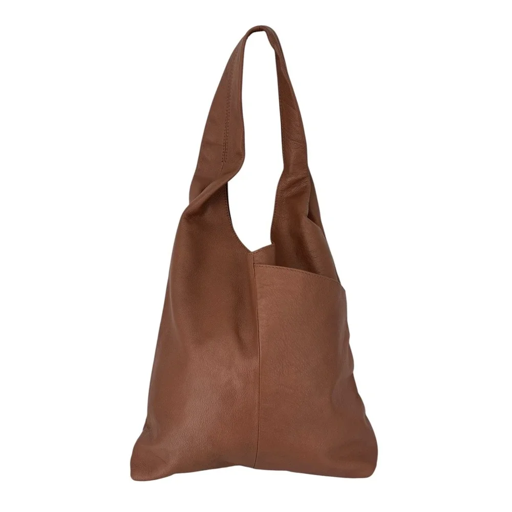 Komal C Leather Hobo Bag Womens Large Caramel Excellent Slouchy Boho Shoulder